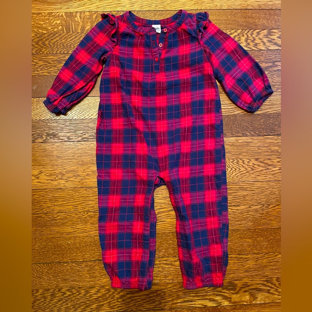 GAP Red Plaid Romper Size 18-24 Months